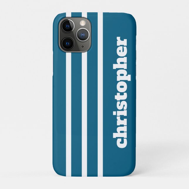 Modern Simple Blue Pool Monogram Name Case-Mate iPhone Case (Back)