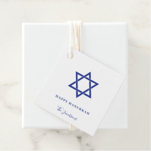 Modern Simple Blue Star of David Hanukkah Favour Tags