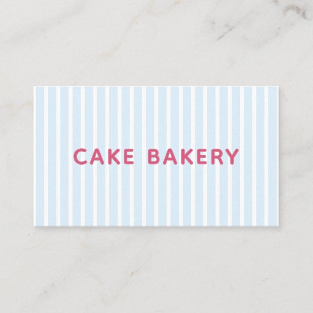 Modern Simple Blue Stripes Bakery Business Card (Front)