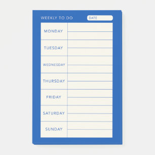 Modern simple blue weekly post-it notes