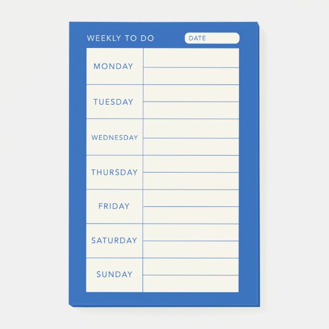 Modern simple blue weekly  post-it notes (Front)