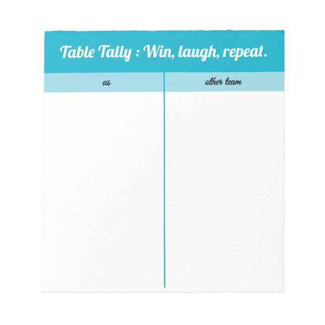 Modern Simple Blue White Bunco Table Tally  Notepad (Front)