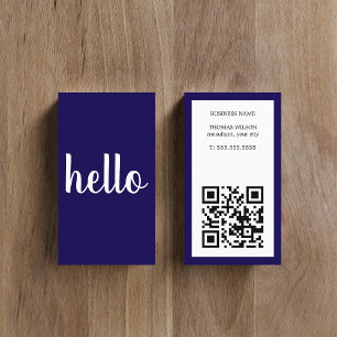Modern Simple Blue White QR Code Consultant Business Card