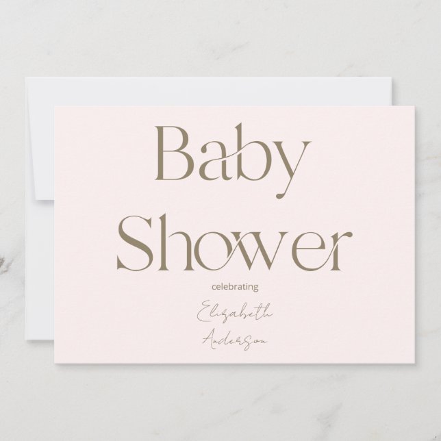 Modern & Simple Blush and Gold Baby Shower  Invitation (Front)