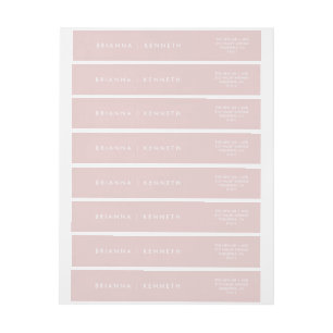 Modern Simple Blush Pink Elegant Wedding Wrap Around Label