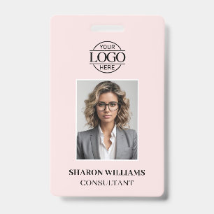 Modern Simple Blush Pink Minimalist Employee Photo ID Badge