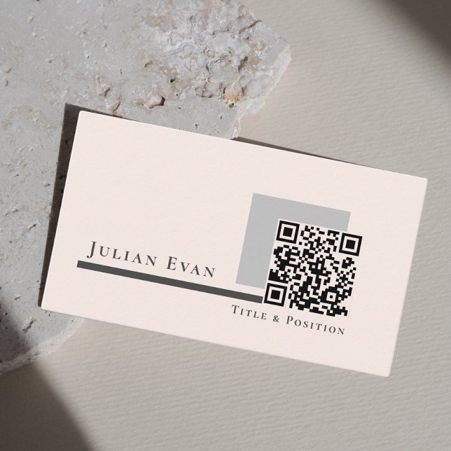 Modern Simple Blush Pink QR Code Business Card (Creator Uploaded)