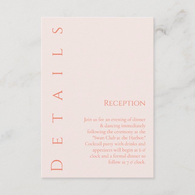 Modern Simple Blush-Wedding Details- Enclosure Card (Front)