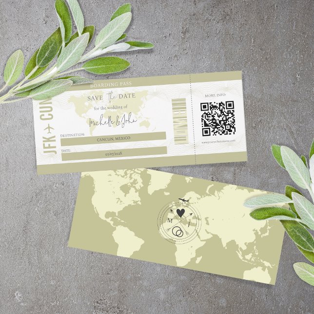 Modern Simple Boarding Pass Destination Wedding  Invitation (Creator Uploaded)