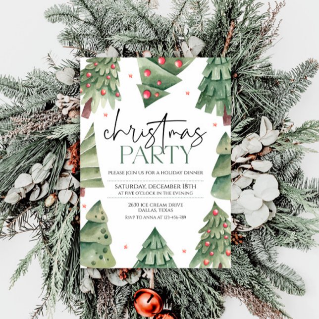 Modern Simple Boho Christmas Tree Party Invitation (Creator Uploaded)