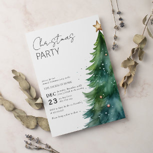 Modern Simple Boho Christmas Tree Party Invitation