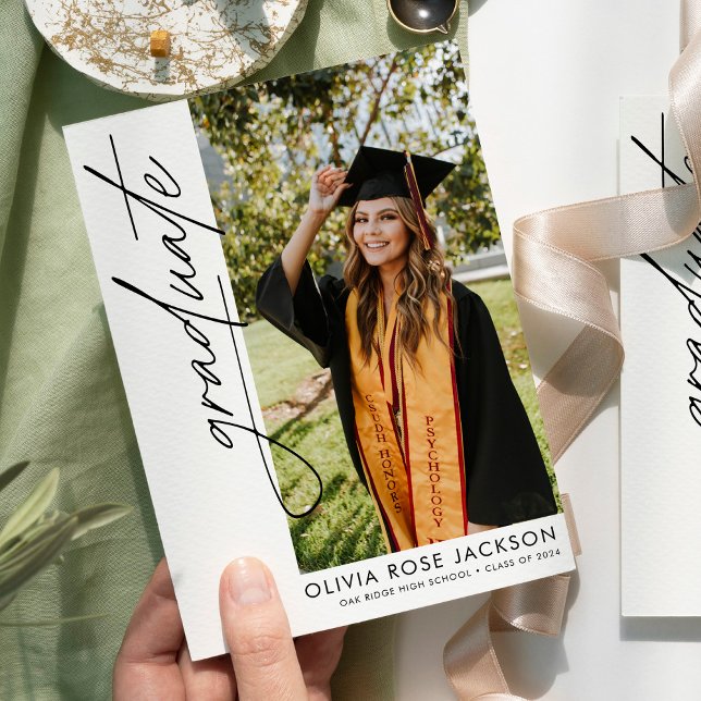Modern Simple Boho Photo Graduation Announcement (Creator Uploaded)