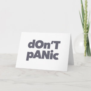Modern, simple, bold cool graphic of Don't Panic Card