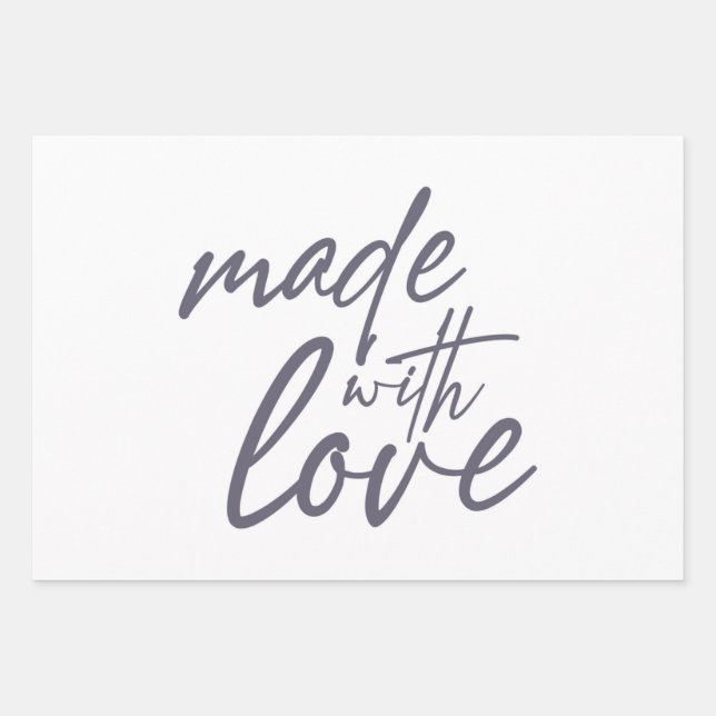 Modern, simple, bold graphic design Made with Love Wrapping Paper Sheet (Front)