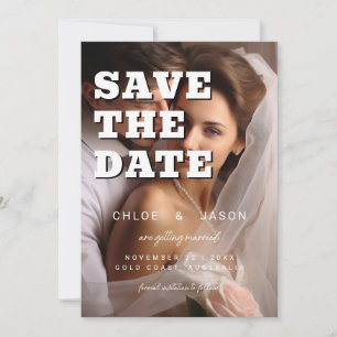 Modern Simple Bold Script Elegant Photo Wedding Save The Date