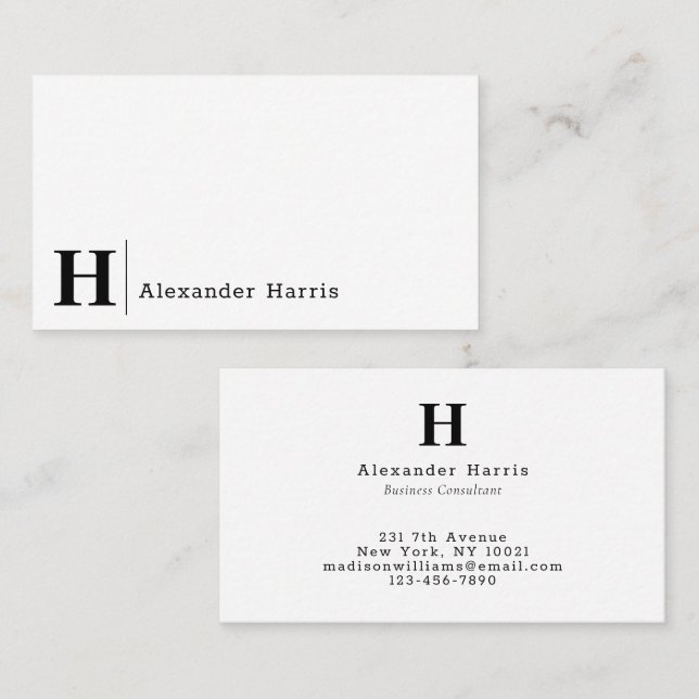 Modern Simple Bold Typography Monogram Line Business Card (Front/Back)