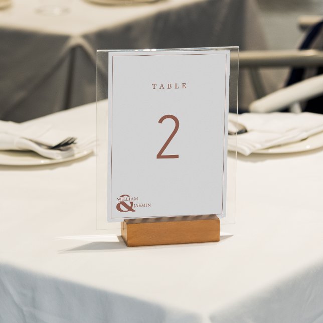 Modern Simple Bordered Rustic Terracotta Wedding Table Number (Creator Uploaded)