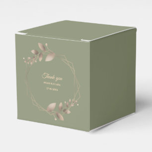 Modern Simple botanical elegant sage green gold Favour Box