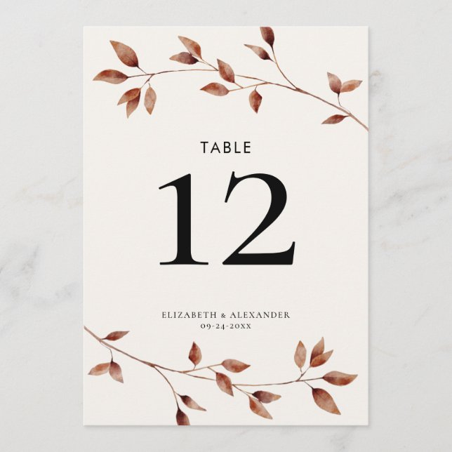Modern Simple Botanical Fall Leaves Wedding Large (Front)
