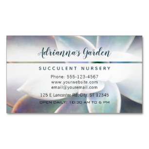 Modern Simple Botanical Succulent Nursery Photo Magnetic Business Card