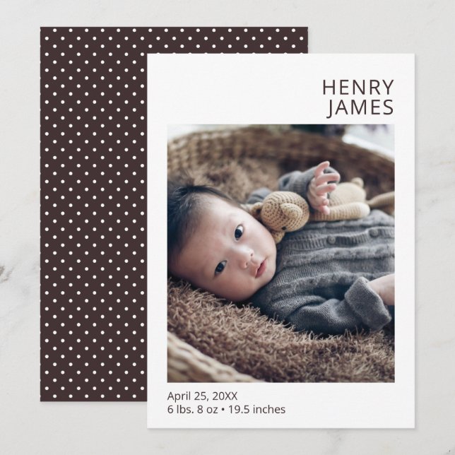 Modern Simple Boy Birth Announcement (Front/Back)