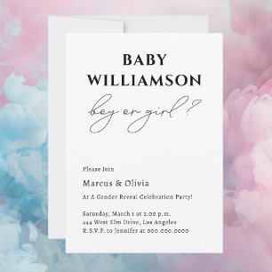 Modern Simple Boy Or Girl Gender Reveal Party Invitation