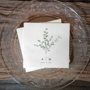 Modern Simple Branch Botanical Wedding Napkin