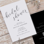 Modern Simple Bridal Shower Invitation<br><div class="desc">Elevate your bridal shower with our Modern Swirly Script Bridal Shower Invitation – a fusion of simplicity and elegance in classic black and white. This invitation features a striking modern swirly script and a heart, setting the perfect tone for your special day. On the back, you'll find a convenient QR...</div>