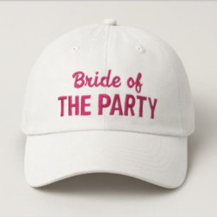 Modern Simple Bride Of The Party Pink Colour Text Embroidered Hat