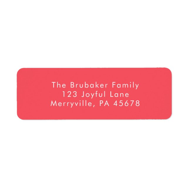 Modern Simple Bright Red & White Christmas Return Address Label (Front)