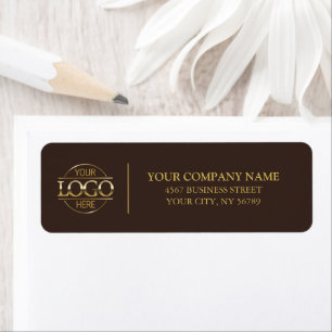 Modern Simple Brown Business Logo Return Address Label