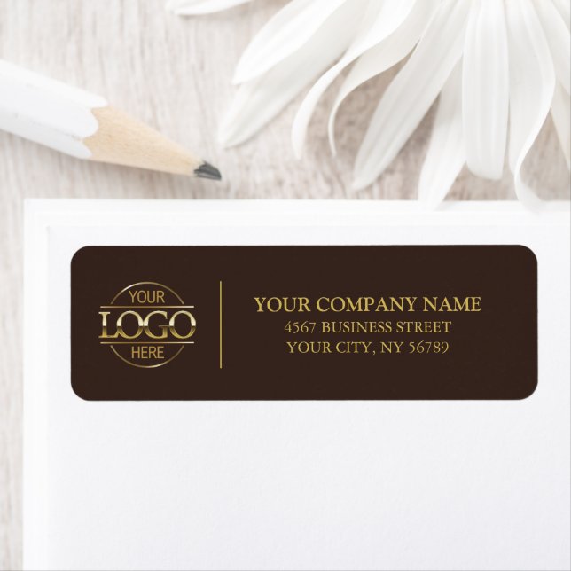 Modern Simple Brown Business Logo Return Address Label (Insitu)