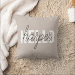 Modern Simple Brown Hello And You Name Cushion<br><div class="desc">Modern Simple Brown Hello And You Name</div>
