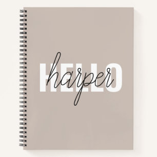 Modern Simple Brown Hello And You Name Notebook