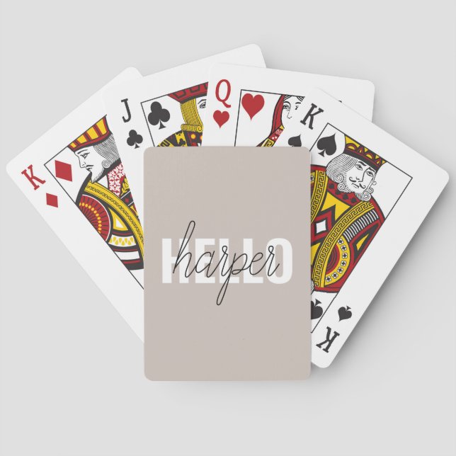 Modern Simple Brown Hello And You Name Playing Cards (Back)