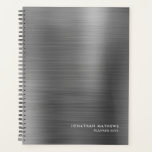 Modern Simple Brushed Metal Silver Grey Planner<br><div class="desc">Modern Simple Brushed Metal Silver Grey Planner</div>