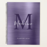 Modern Simple Brushed Metallic Purple Monogram Planner<br><div class="desc">Modern Simple Brushed Metallic Purple Monogram Planner</div>