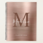 Modern Simple Brushed Metallic Rose Gold Monogram Planner<br><div class="desc">Modern Simple Brushed Metallic Rose Gold Monogram Planner</div>