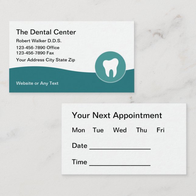 Modern Simple Budget Dental Appointment Cards (Front/Back)