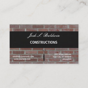 Modern Simple Builder  Brick Wall Construction Business Card