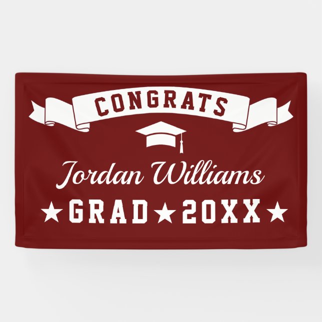 Modern Simple Burgundy Graduation Party 2024 Banner (Horizontal)