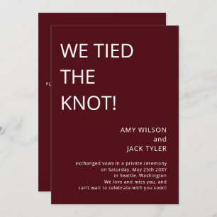 Modern Simple Burgundy Wedding Announcement