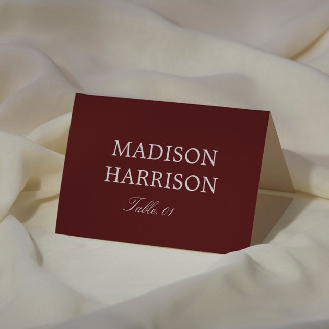 Modern Simple Burgundy Wedding Place Card DIY (Creator Uploaded)