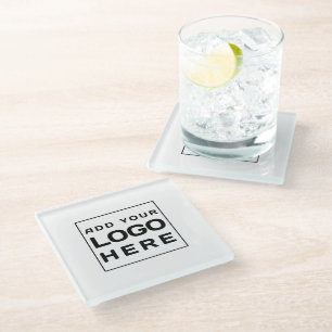 Modern Simple Business Logo Custom Glass Coaster