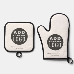 Modern Simple Business Logo Custom Oven Mitt & Pot Holder Set