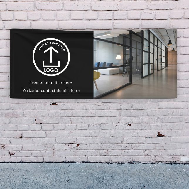 Modern Simple Business Logo Photo & Text Black Banner (Modern Simple Business Logo Photo & Text Black Banner)