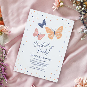 Modern Simple Butterfly Birthday Invitation 