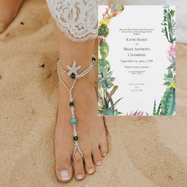 Modern Simple Cactus Succulent Wedding Invitation (Creator Uploaded)