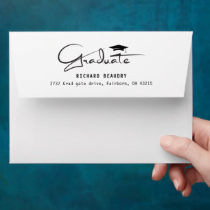 Modern Simple Calligraphy Graduation Cap Envelope