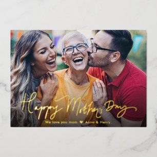 Modern Simple Calligraphy Happy Mother's Day  Foil Holiday Card